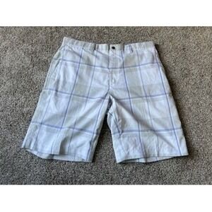 Callaway‎ Mens Plaid Golf Shorts Size 34 Blue White Flat Front